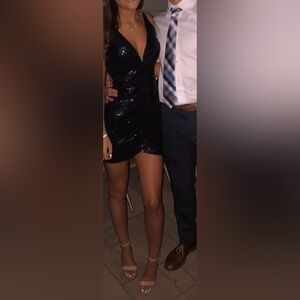 navy sequin short mini dress size 3/4